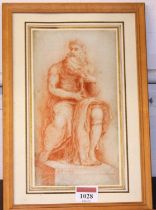 Early 18th century school - full length study of a scholar, red chalks, signed with monogram and