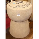 A novelty cork and fibreglass stool in the form of a champagne cork, height 50cm