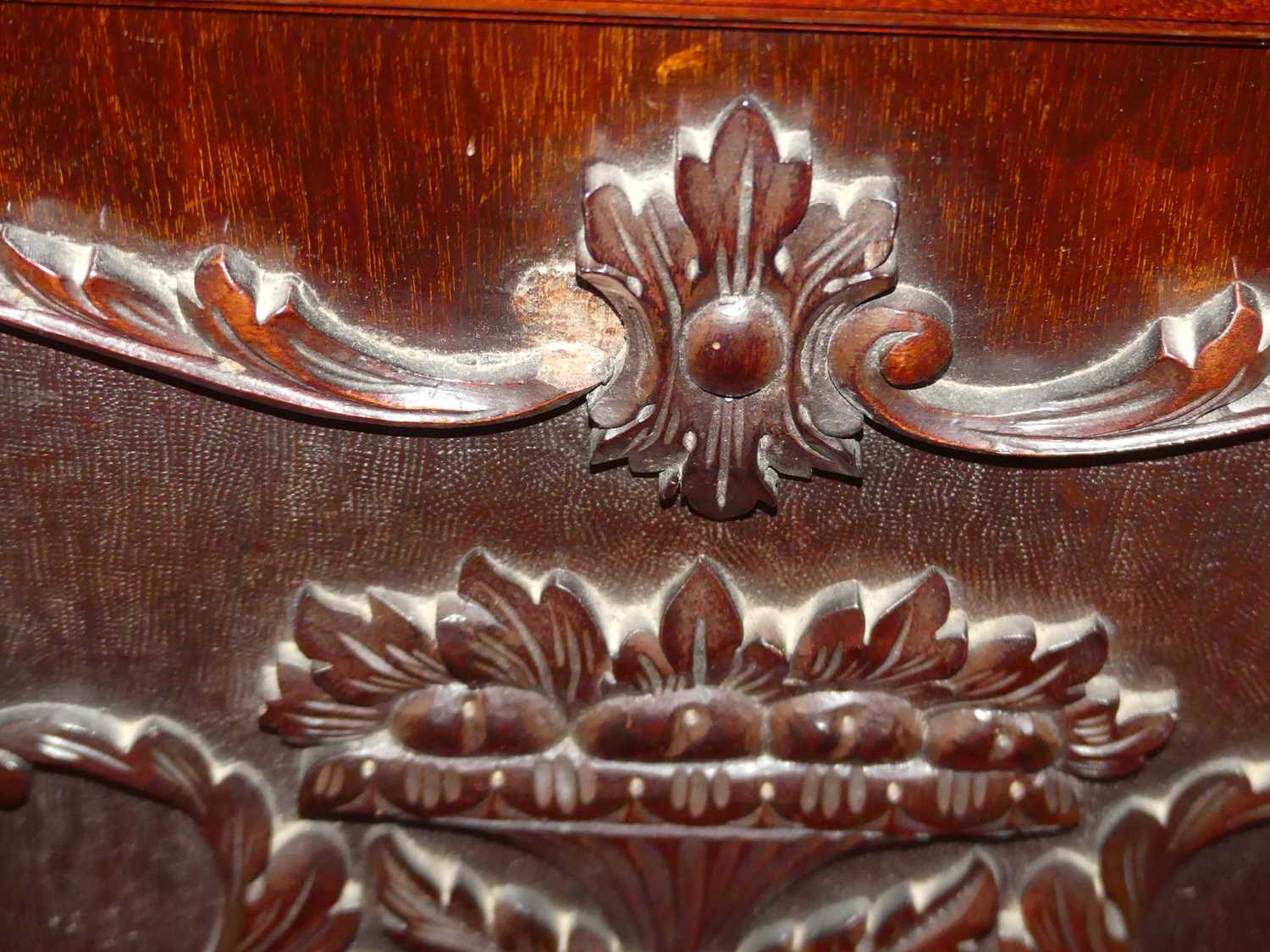 A circa 1900 Chippendale Revival floral fret carved mahogany corner cupboard, having glazed upper - Image 5 of 5