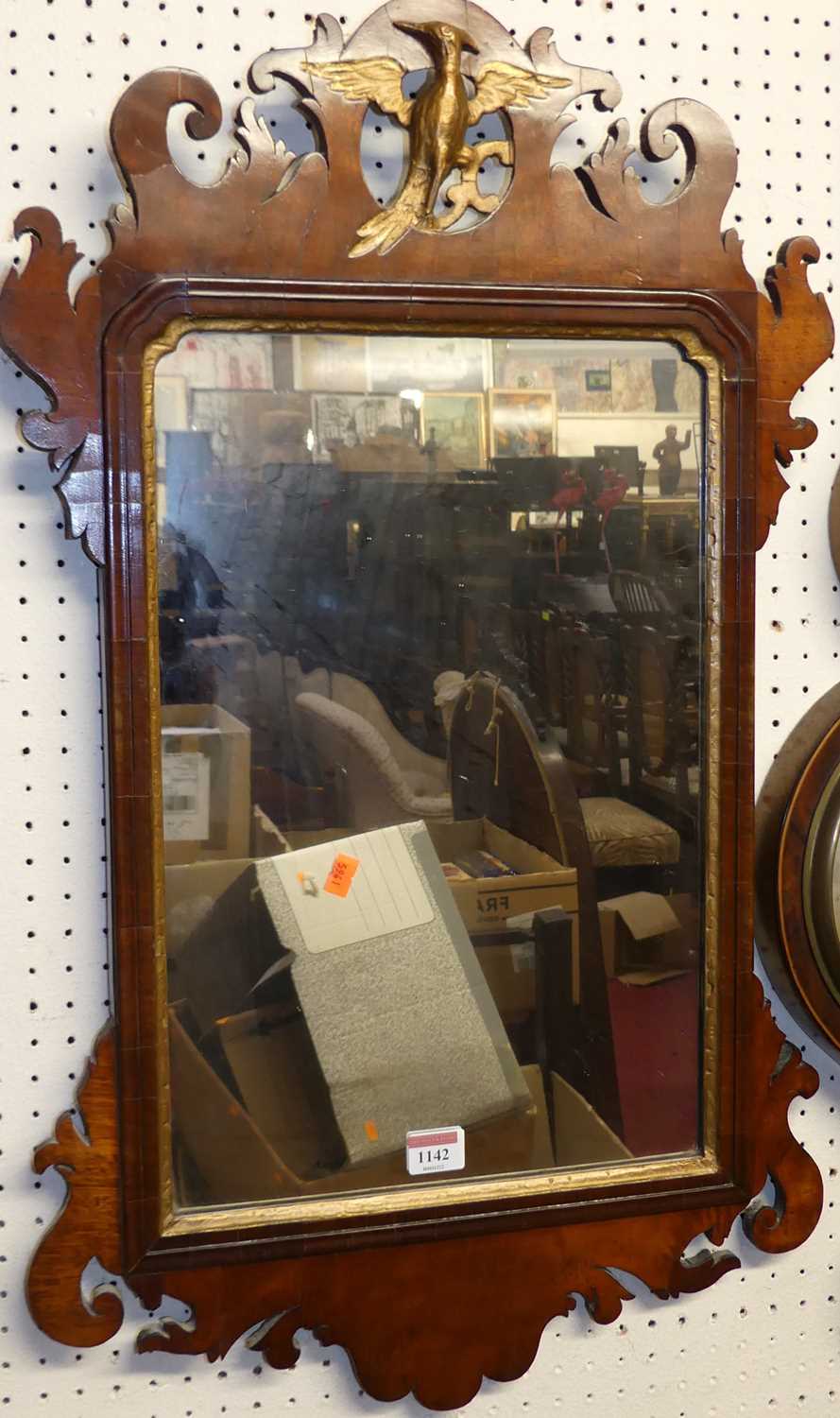 A circa 1900 Chippendale style mahogany fret carved rectangular wall mirror, 72 x 45cm