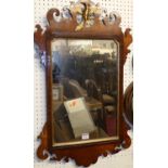 A circa 1900 Chippendale style mahogany fret carved rectangular wall mirror, 72 x 45cm