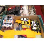 Two trays of mixed loose and boxed Scalextric to include various slot cars, The Loop, housed in