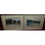 Vernon Long - Pair; two views of a country house, watercolours, signed and dated 1971, 27 x 37cm