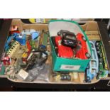 One box of mixed boxed and loose mixed modern issue and vintage diecast to include Dinky Toys,