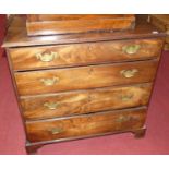 A George III mahogany square front chest of four long graduated drawers, with brass swan neck