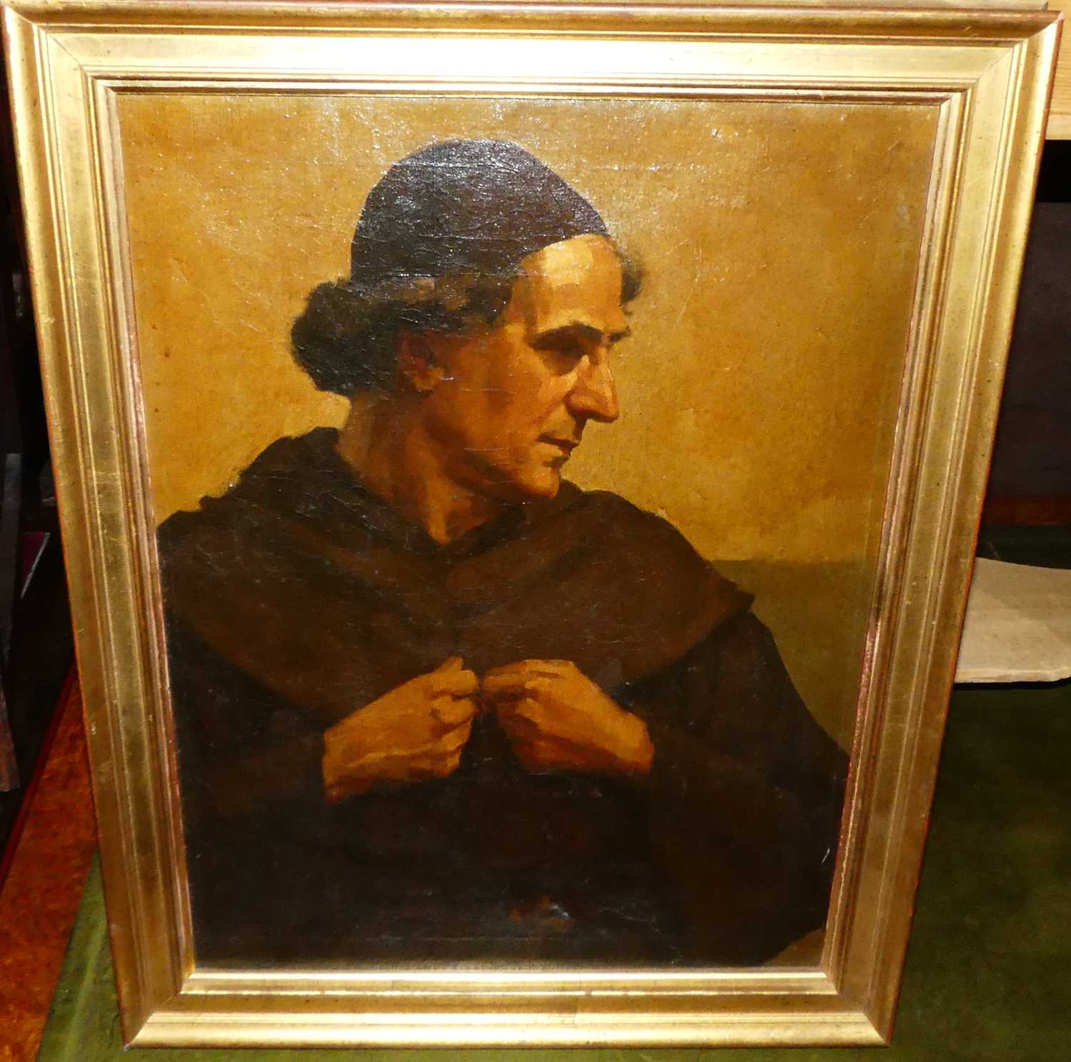 20th century continental school - half-length portrait of a monk, oil on board