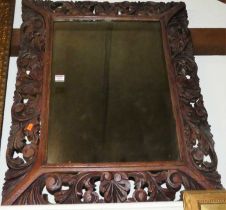 A Victorian carved oak framed wall mirror, 68 x 85cm