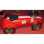 A contemporary child's vintage style racing car, length 80cm