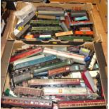 Two boxes from a collection of mixed 00 gauge railways to include Hornby, Bachmann, some kit built