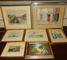 Pictures and prints to include topographical engravings, landscape watercolours etc