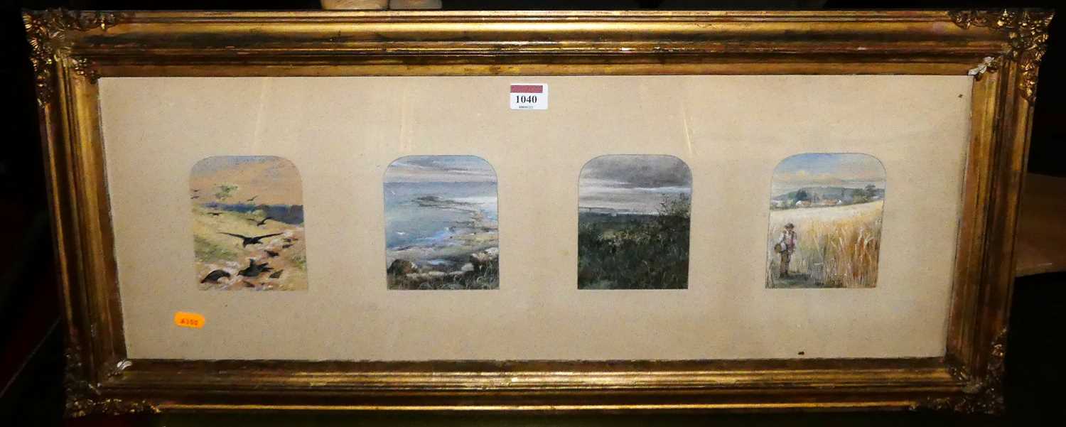 Circa 1900 school - a set of four watercolour studies, to include coastal scene; each 12 x 9.5cm,