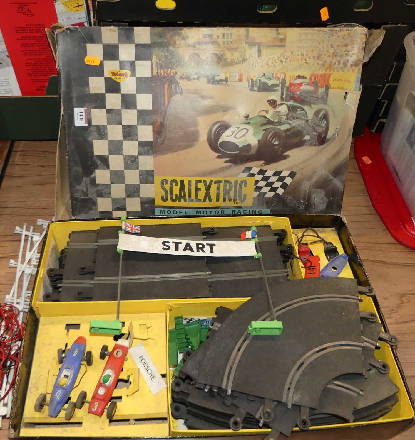 A Scalextric no 50 boxed gift set housed in the original heavily worn box