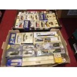 Two boxes containing a collection of mixed Lledo Days Gone diecast vehicles to include Hotel