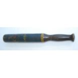 A Victorian turned wooden truncheon, polychrome painted with the Royal coat of arms and Glemsford
