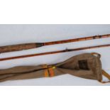 A Hardy The "A.H.E. Wood" palakona split cane 8ft two piece fly rod, in associated bag, together