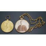 A WW I Victory medal, naming 6926 PTE. F.M.B. WARREN. 18-LOND. R., together with a locket with