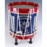 A post WW II Regimental drum for The Cameronians Scottish Rifles, the central transfer decorated