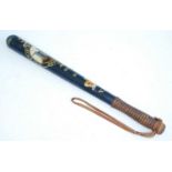 A Victorian turned beech truncheon, polychrome painted with an anchor above the Edinburgh crest