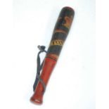 A Victorian turned wooden truncheon, polychrome painted with a crown and VR with Middleton Essex.