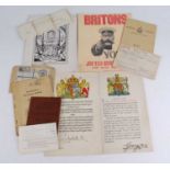 A folder of miltary related ephemera to include a Soldier's Service and Pay Book and Soldier's