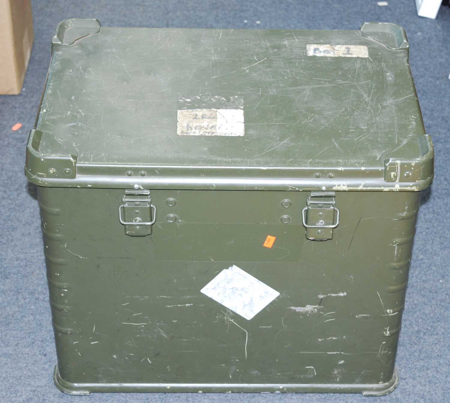 A wooden russian 7.62mm short ammunition box, together with two green painted aluminium boxes, - Image 6 of 6