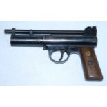 A Webley Air Pistol Mark I, .22 calibre, the frame with various Worldwide patents, the walnut