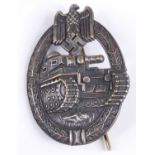 A German Tank Battle badge, unmarked. PLEASE SEE TERMS AND CONDITIONS REGARDING GERMAN ITEMS.