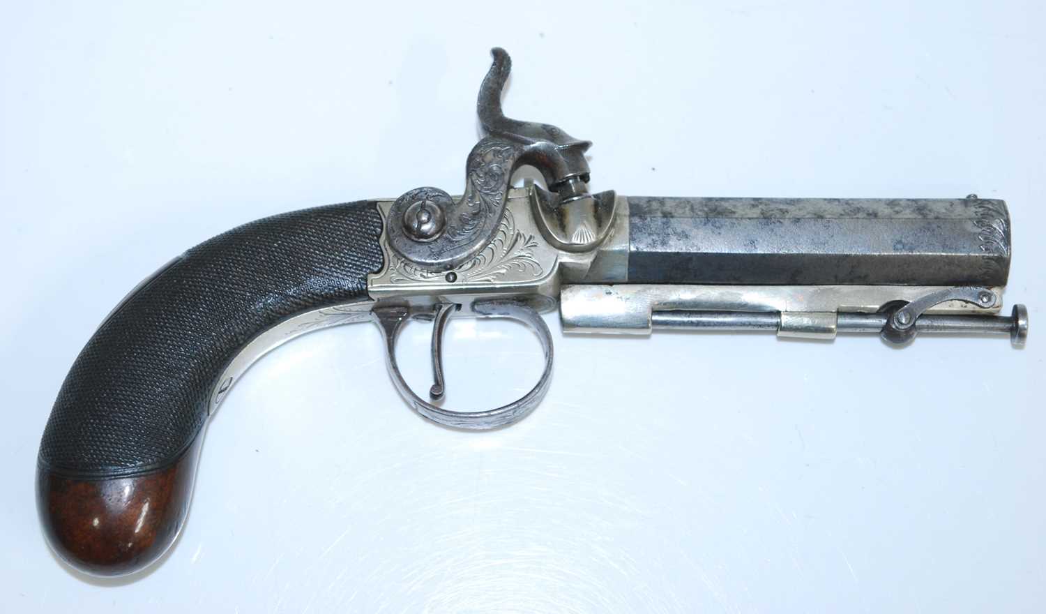 Calderwood of Dublin, a pair of 19th century percussion pocket pistols, each having an 8cm sighted - Image 3 of 12