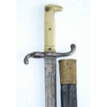An Imperial German M1871 bayonet, the 46.5cm straight fullered blade marked to the forte Gebr