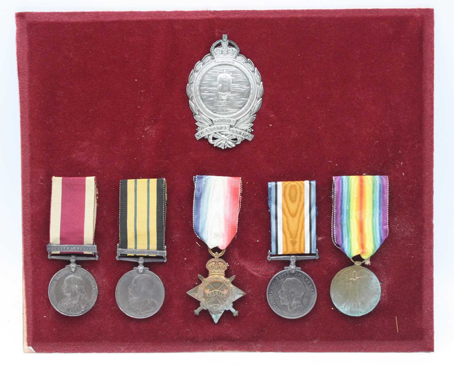 A Naval group of five medals, to include China War medal 1900, with Relief of Pekin clasp, naming W.