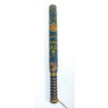 A William IV turned ash truncheon, polychrome painted WR IV over a crown with Cosford Hundred 1831