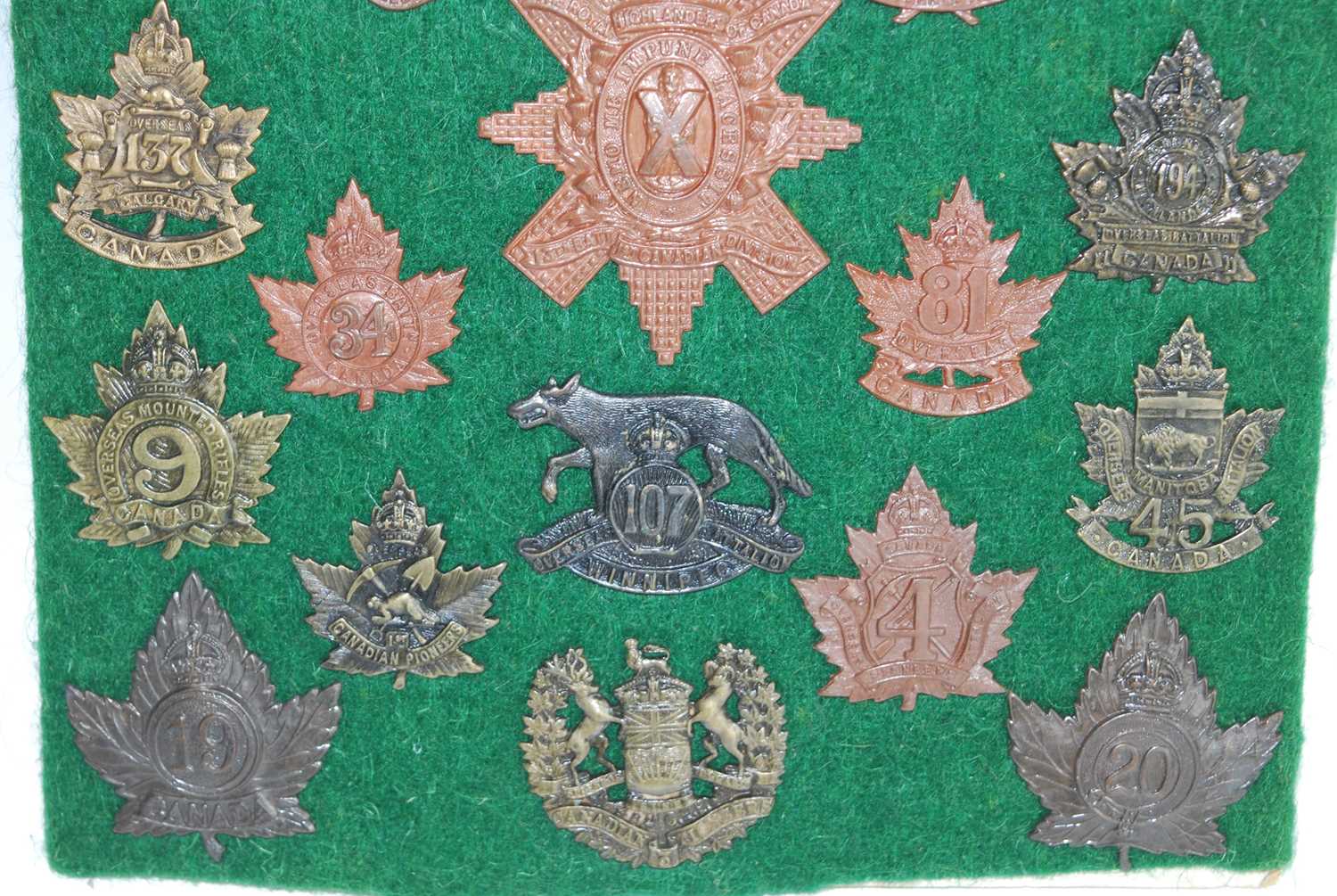 A collection of Canadian cap badges and insignia, to include 113th Battalion Lethbridge Highlanders, - Image 3 of 11