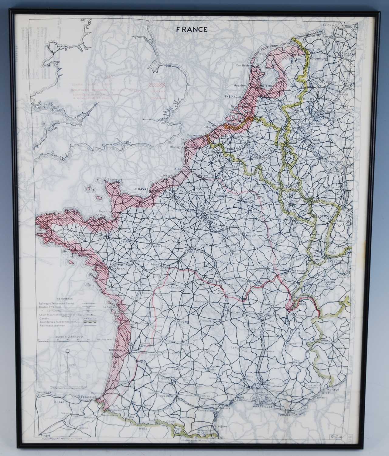 A WW II double sided silk map of North Africa, scale 1:3,000.000 or 47.34 English miles to an - Image 9 of 9