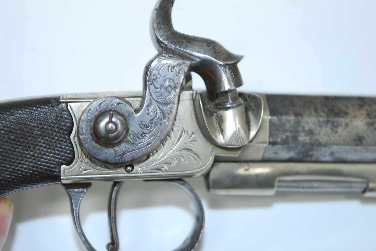 Calderwood of Dublin, a pair of 19th century percussion pocket pistols, each having an 8cm sighted - Image 4 of 12