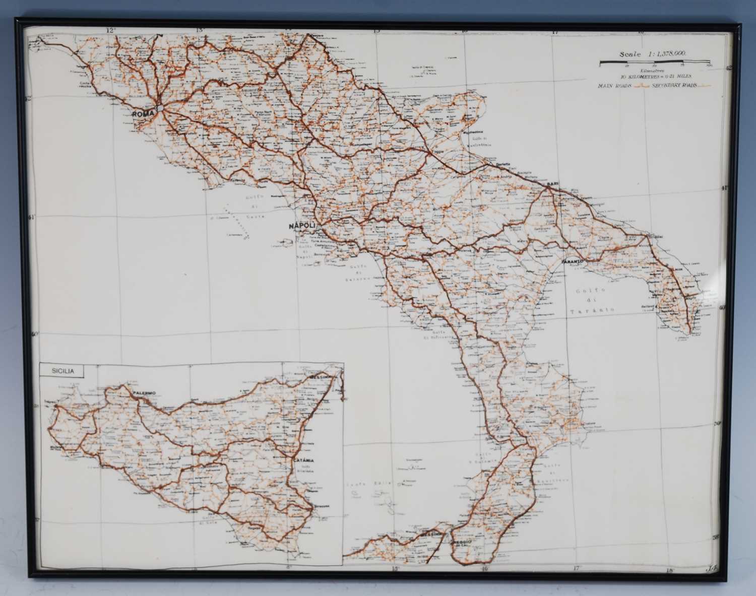 A WW II double sided silk map of North Africa, scale 1:3,000.000 or 47.34 English miles to an - Image 8 of 9