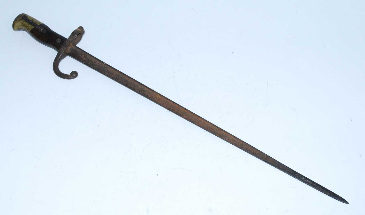 A French M1874 Gras bayonet, having a 52cm blade, the hooked quillon numbered 18893, with a two - Image 2 of 2