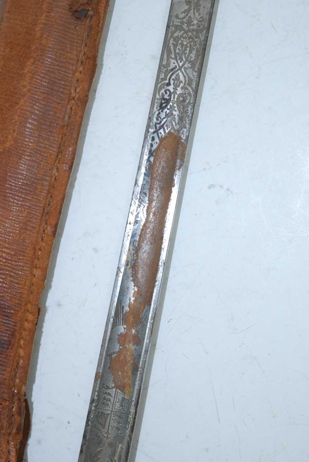 An 1854 pattern Honourable Artillery Company Officer's sword, having an 82cm blade etched with a - Image 4 of 5