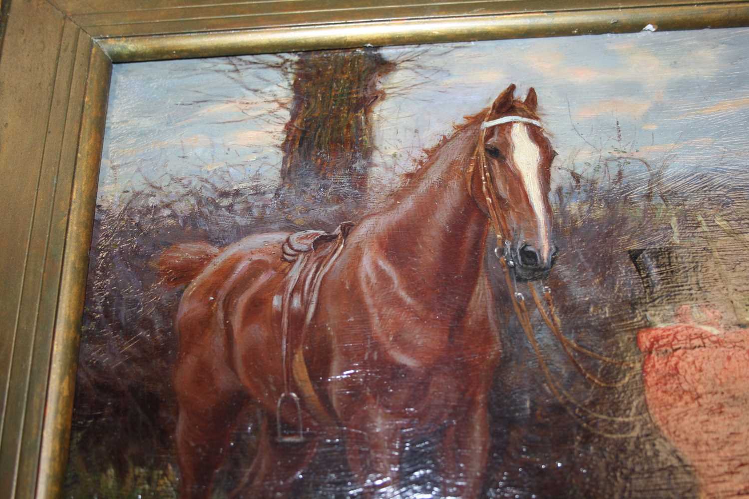 Richard Henry Brock, (1871-1943), Huntsman and horse before a gate, oil on panel, signed lower left, - Image 5 of 8