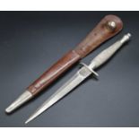 A Fairbairn-Sykes 1st Pattern Commando fighting knife, the 16.5cm double edged spear-point blade (