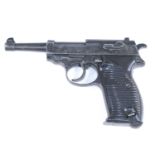 A replica model of a Walther P.38 pistol. Replica – non-firing.Frame marked A(?)M44 and 2637.