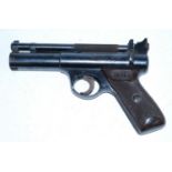 The Webley "Senior" .22 calibre air pistol, having a 17cm spring barrel and chequered bakelite