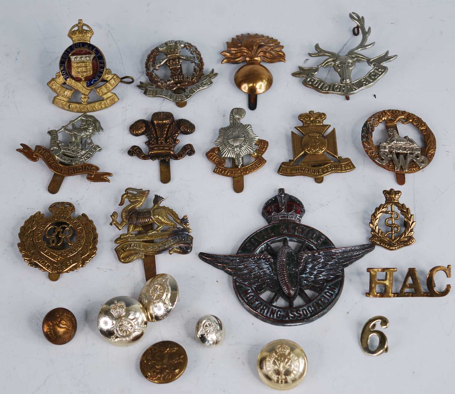 A collection of cap badges and insignia to include The King's Own Scottish Borderers, - Image 2 of 2