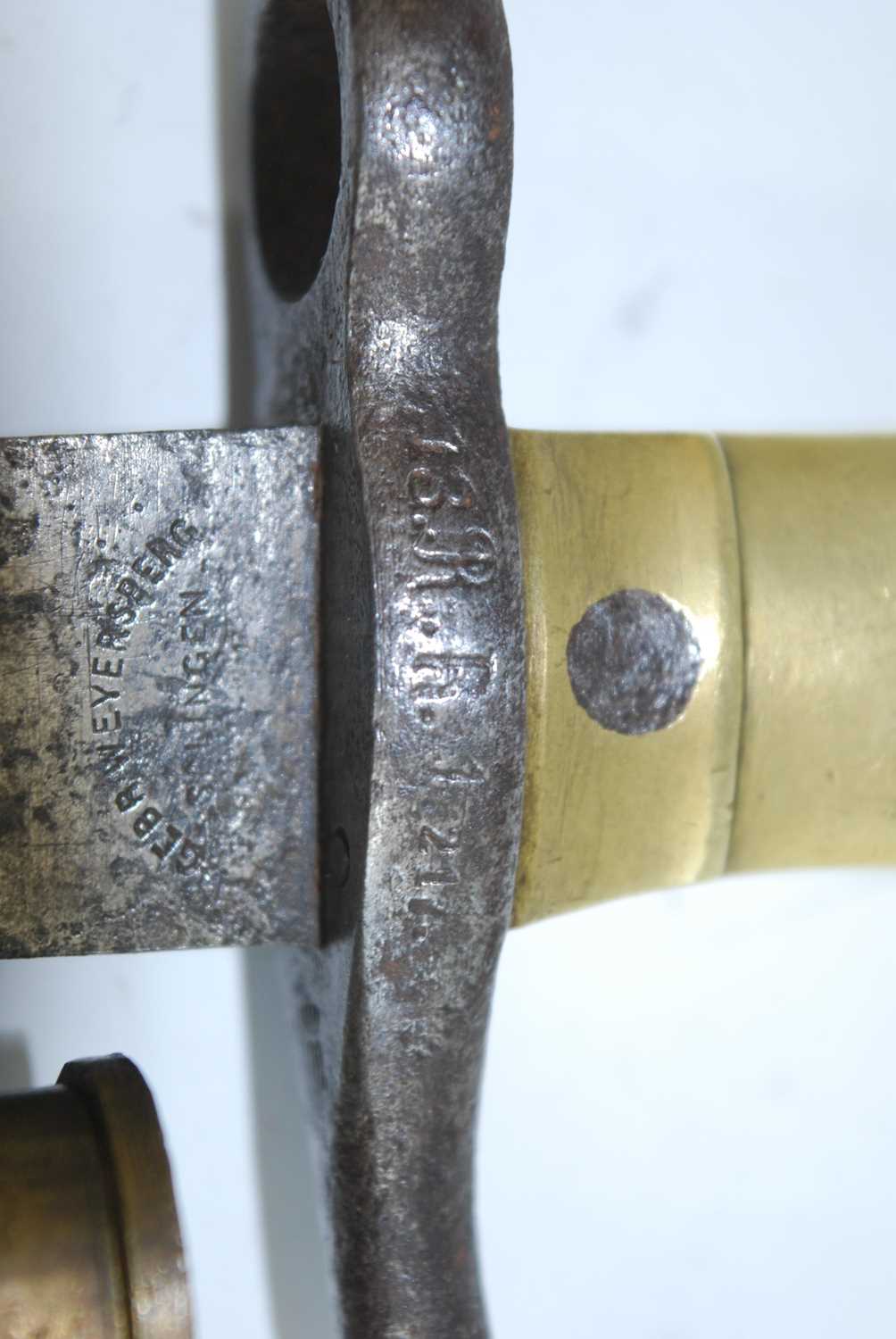 An Imperial German M1871 bayonet, the 46.5cm straight fullered blade marked to the forte Gebr - Image 2 of 6