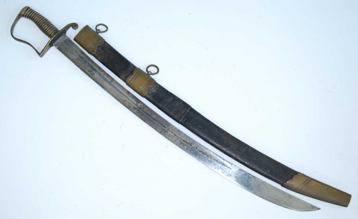 A late George III Customs Officers sword, similar to the 1796 pattern, the broad 65cm curved blade - Image 2 of 5