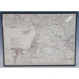 A WW II double sided silk map of North Africa, scale 1:3,000.000 or 47.34 English miles to an