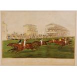 Charles Hunt after John Frederick Herring, Doncaster Great St Leger, 1839, hand coloured print, 56 x