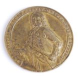 Admiral Vernon Porto Bello 1739 commemorative medallion, obv; 3/4 busts of Admiral Vernon and