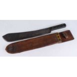 A WW II British Army jungle machete, the 37cm blade stamped S & J Kitchen. Ltd Sheffield, 1945,