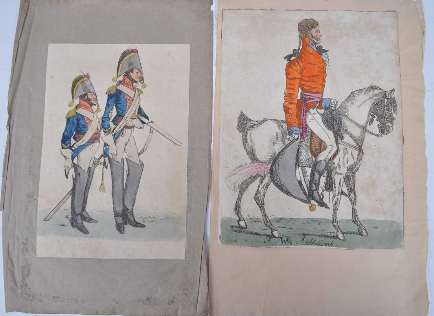 A collection of late 18th/19th century loose engravings, hand-coloured lithographs and sketches, - Image 4 of 9