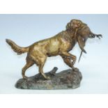 Emile Desire Lienard, (French c1842-1890), Epagneul au Gibier (Spaniel in Game), gilt bronze